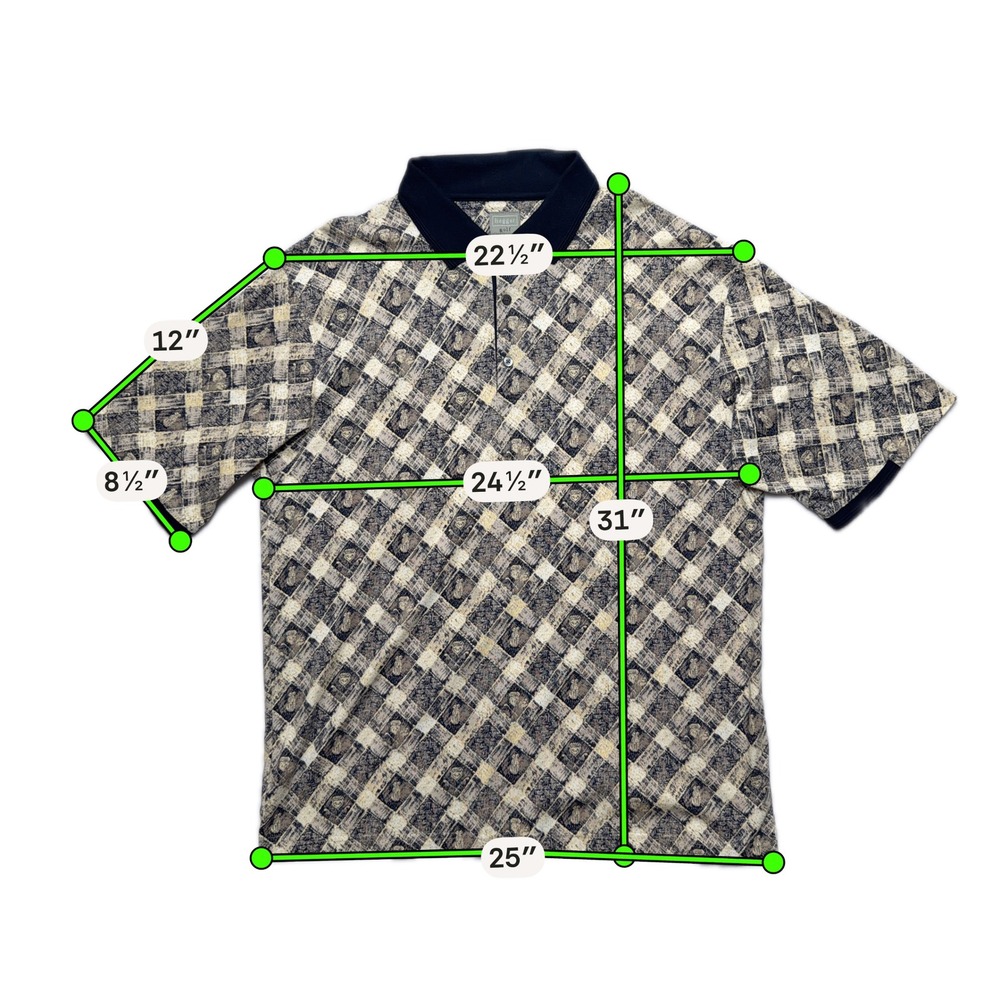 Haggar Golf Polo Shirt Men XL Beige Black Golf Club Print Short Sleeve Cotton - Picture 10 of 15